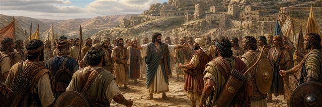 David welcoming skilled warriors from many tribes at his wilderness stronghold